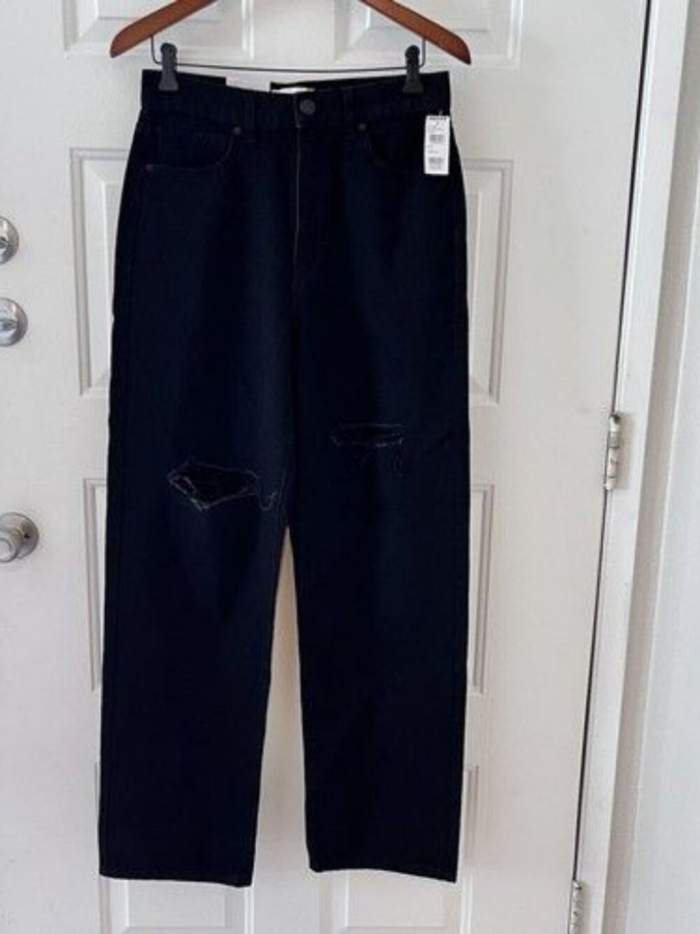NEW High Rise Wide Leg RSQ‎ Jeans Size 29 Black Denim Baggy 90s style Distressed